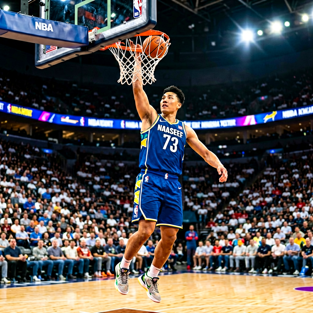 NBA篮球赛事专题页面展示篮球比赛中的扣篮瞬间